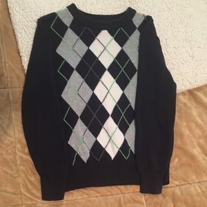 Boys blue, grey, green argyle sweater size 6/7